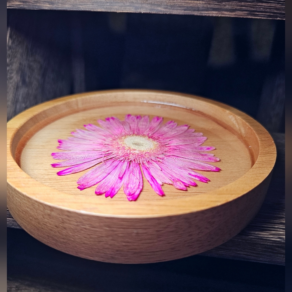 NEW Handmade Teak Wood & Resin Trinket Tray - Picture 3 of 5